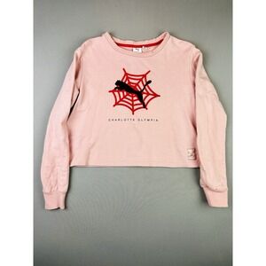 Puma X Charlotte Olympia Women's S Pink Crewneck Crop Sweatshirt‎